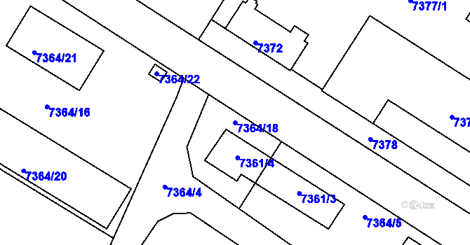 Parcela st. 7364/18 v KÚ Město Žďár, Katastrální mapa
