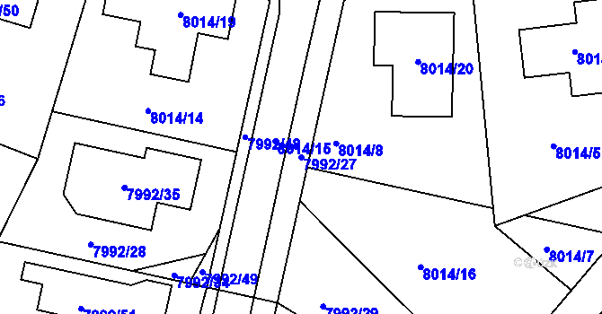 Parcela st. 7992/27 v KÚ Město Žďár, Katastrální mapa