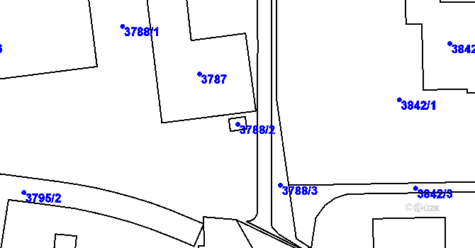 Parcela st. 3788/2 v KÚ Město Žďár, Katastrální mapa