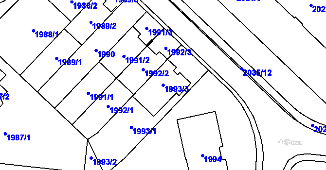 Parcela st. 1993/3 v KÚ Město Žďár, Katastrální mapa
