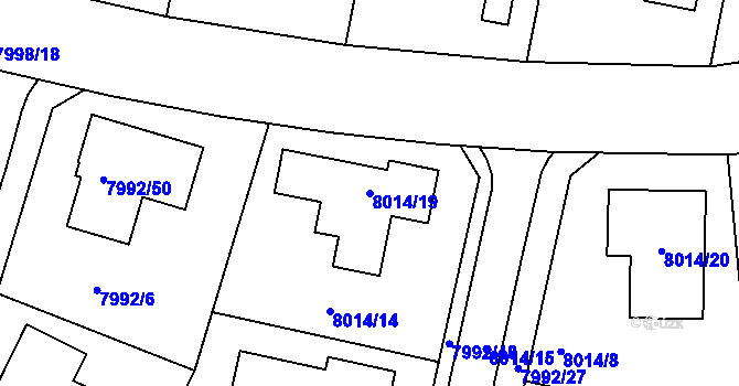 Parcela st. 8014/19 v KÚ Město Žďár, Katastrální mapa