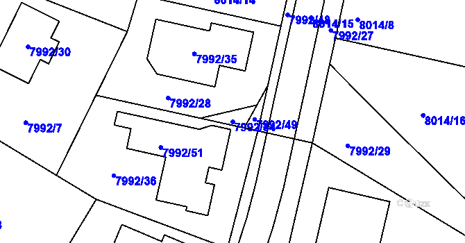 Parcela st. 7992/34 v KÚ Město Žďár, Katastrální mapa