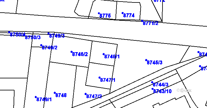 Parcela st. 8746/1 v KÚ Město Žďár, Katastrální mapa