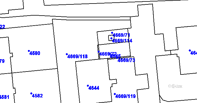 Parcela st. 4669/72 v KÚ Město Žďár, Katastrální mapa