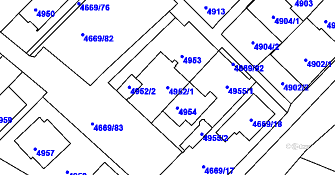 Parcela st. 4952/1 v KÚ Město Žďár, Katastrální mapa