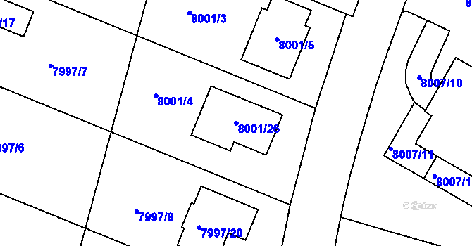 Parcela st. 8001/26 v KÚ Město Žďár, Katastrální mapa
