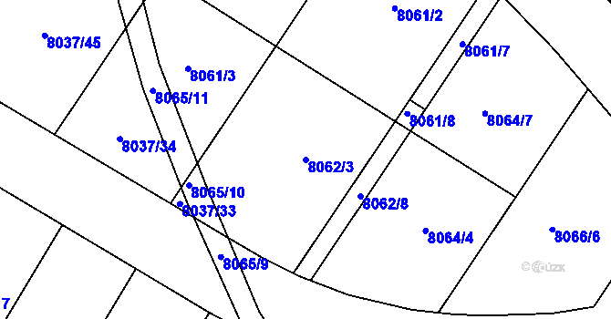 Parcela st. 8062/3 v KÚ Město Žďár, Katastrální mapa