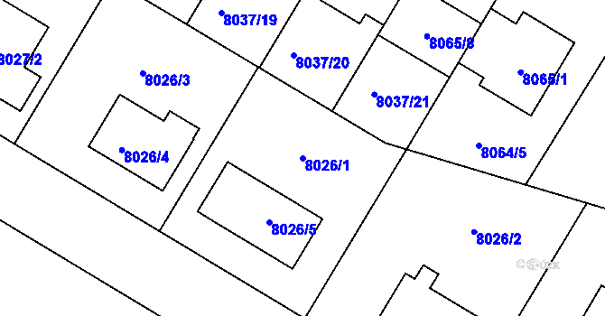 Parcela st. 8026/1 v KÚ Město Žďár, Katastrální mapa