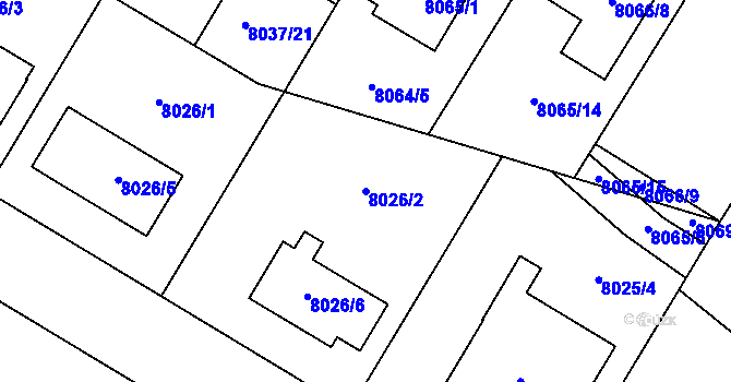 Parcela st. 8026/2 v KÚ Město Žďár, Katastrální mapa