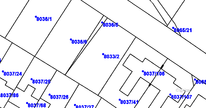 Parcela st. 8033/2 v KÚ Město Žďár, Katastrální mapa