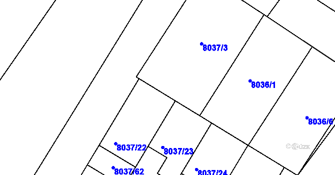 Parcela st. 8037/4 v KÚ Město Žďár, Katastrální mapa