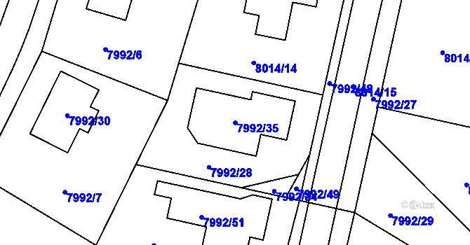 Parcela st. 7992/35 v KÚ Město Žďár, Katastrální mapa