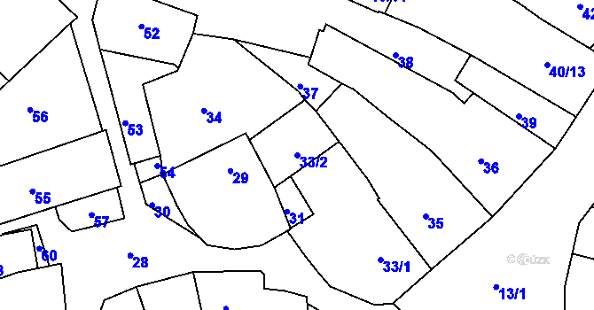 Parcela st. 33/2 v KÚ Město Žďár, Katastrální mapa