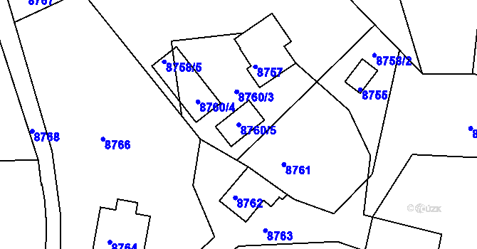 Parcela st. 8760/5 v KÚ Město Žďár, Katastrální mapa
