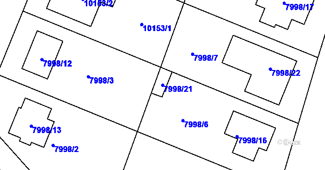 Parcela st. 7998/21 v KÚ Město Žďár, Katastrální mapa