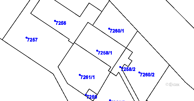 Parcela st. 7258/1 v KÚ Město Žďár, Katastrální mapa
