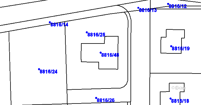 Parcela st. 8816/48 v KÚ Město Žďár, Katastrální mapa