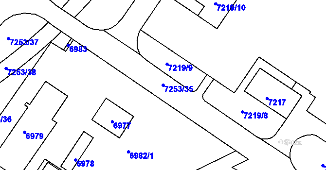 Parcela st. 7253/35 v KÚ Město Žďár, Katastrální mapa