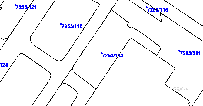 Parcela st. 7253/114 v KÚ Město Žďár, Katastrální mapa