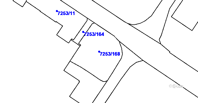 Parcela st. 7253/168 v KÚ Město Žďár, Katastrální mapa