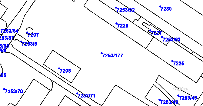 Parcela st. 7253/177 v KÚ Město Žďár, Katastrální mapa