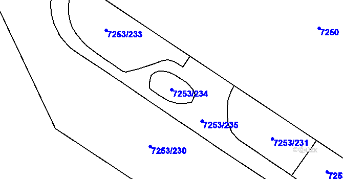 Parcela st. 7253/234 v KÚ Město Žďár, Katastrální mapa