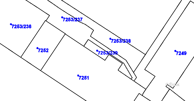 Parcela st. 7253/239 v KÚ Město Žďár, Katastrální mapa