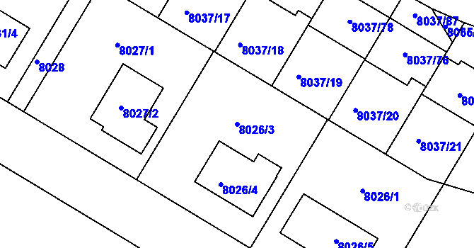 Parcela st. 8026/3 v KÚ Město Žďár, Katastrální mapa