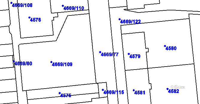 Parcela st. 4669/77 v KÚ Město Žďár, Katastrální mapa