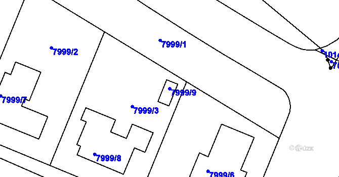 Parcela st. 7999/9 v KÚ Město Žďár, Katastrální mapa