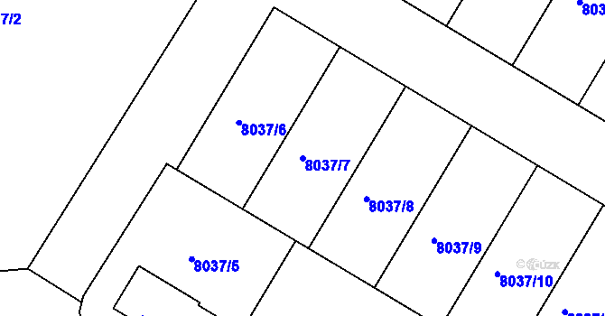 Parcela st. 8037/7 v KÚ Město Žďár, Katastrální mapa