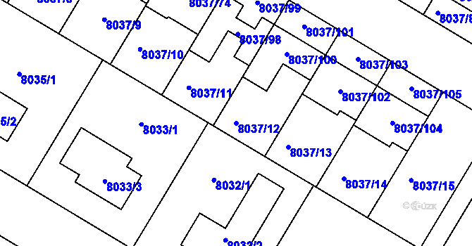 Parcela st. 8037/12 v KÚ Město Žďár, Katastrální mapa