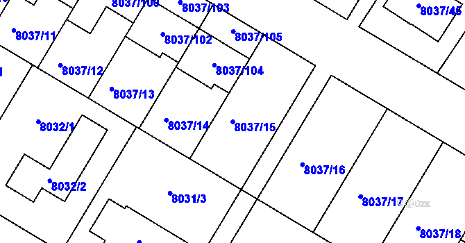Parcela st. 8037/15 v KÚ Město Žďár, Katastrální mapa