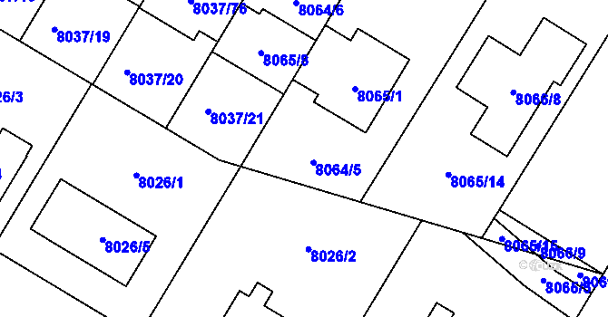Parcela st. 8037/32 v KÚ Město Žďár, Katastrální mapa