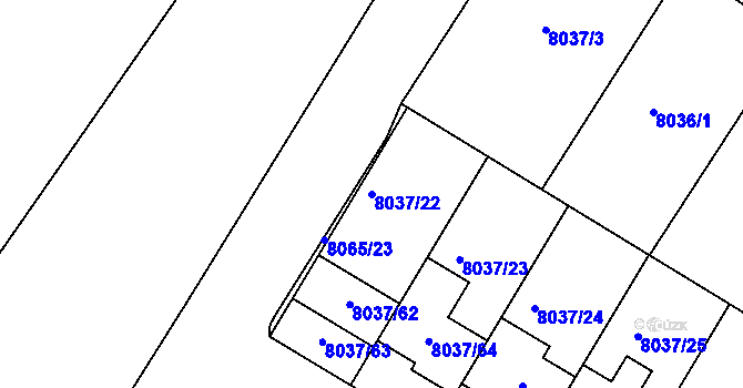 Parcela st. 8037/22 v KÚ Město Žďár, Katastrální mapa