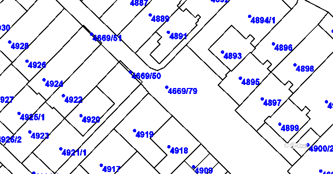 Parcela st. 4669/79 v KÚ Město Žďár, Katastrální mapa