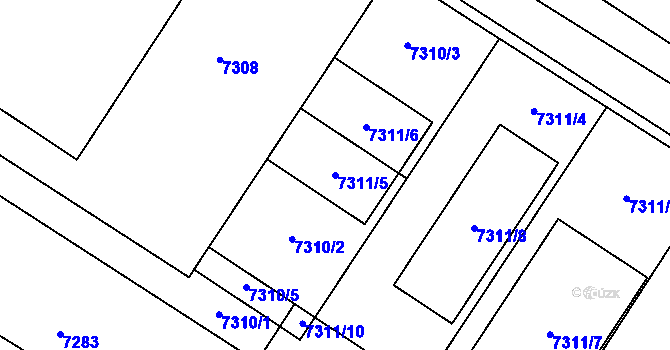 Parcela st. 7311/5 v KÚ Město Žďár, Katastrální mapa
