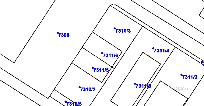 Parcela st. 7311/6 v KÚ Město Žďár, Katastrální mapa