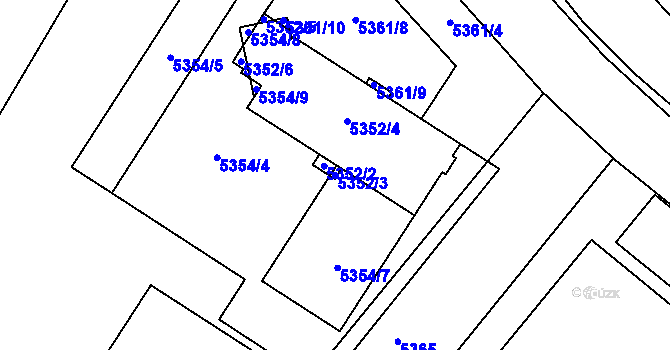 Parcela st. 5352/3 v KÚ Město Žďár, Katastrální mapa