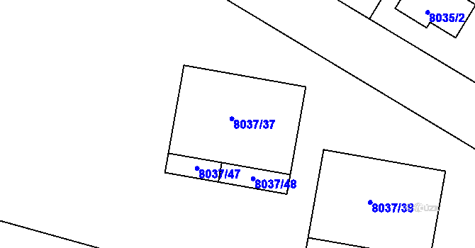 Parcela st. 8037/37 v KÚ Město Žďár, Katastrální mapa