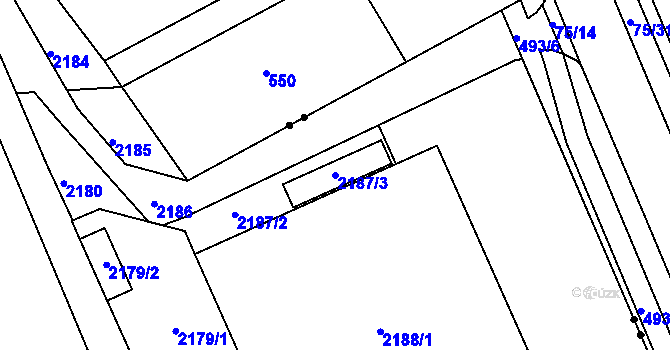 Parcela st. 2187/3 v KÚ Město Žďár, Katastrální mapa