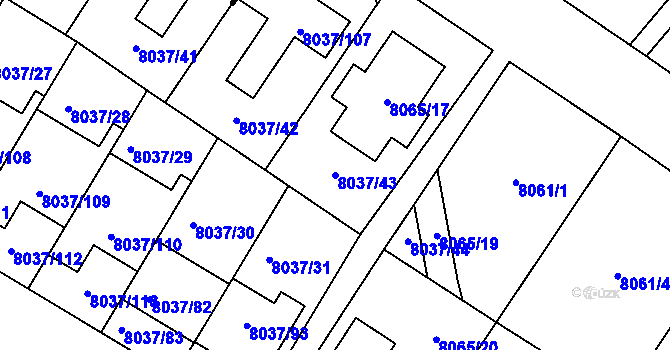 Parcela st. 8037/43 v KÚ Město Žďár, Katastrální mapa