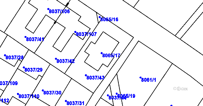 Parcela st. 8065/17 v KÚ Město Žďár, Katastrální mapa