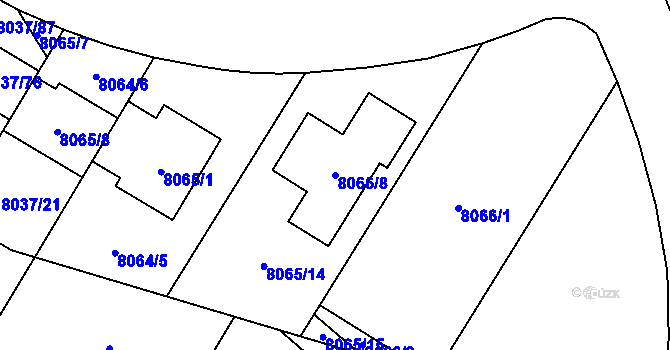 Parcela st. 8066/8 v KÚ Město Žďár, Katastrální mapa
