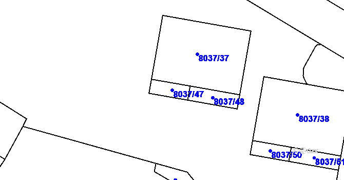 Parcela st. 8037/47 v KÚ Město Žďár, Katastrální mapa