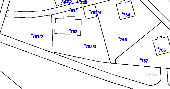 Parcela st. 763/3 v KÚ Město Žďár, Katastrální mapa