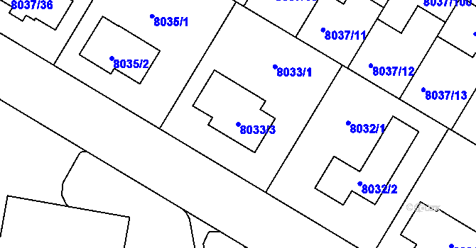 Parcela st. 8033/3 v KÚ Město Žďár, Katastrální mapa
