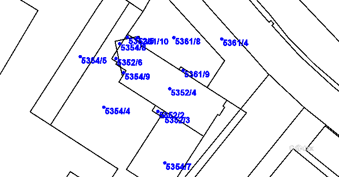 Parcela st. 5352/4 v KÚ Město Žďár, Katastrální mapa
