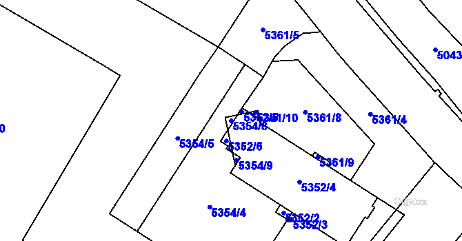 Parcela st. 5354/8 v KÚ Město Žďár, Katastrální mapa