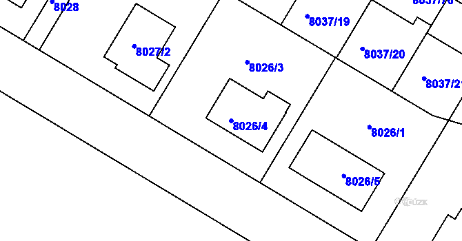Parcela st. 8026/4 v KÚ Město Žďár, Katastrální mapa